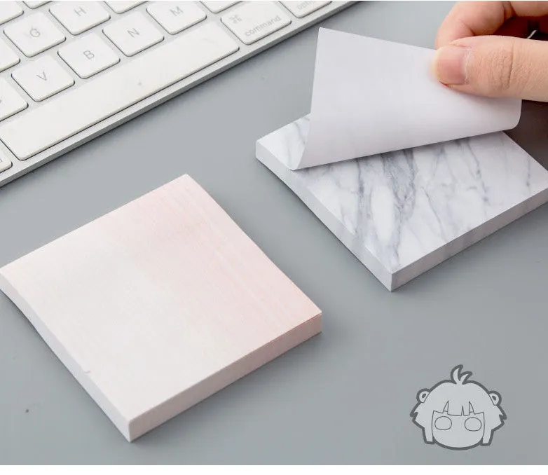 Lingyi cartoon note paper in cement grey, marble, and texture red colours, big and small tearable sticky pads