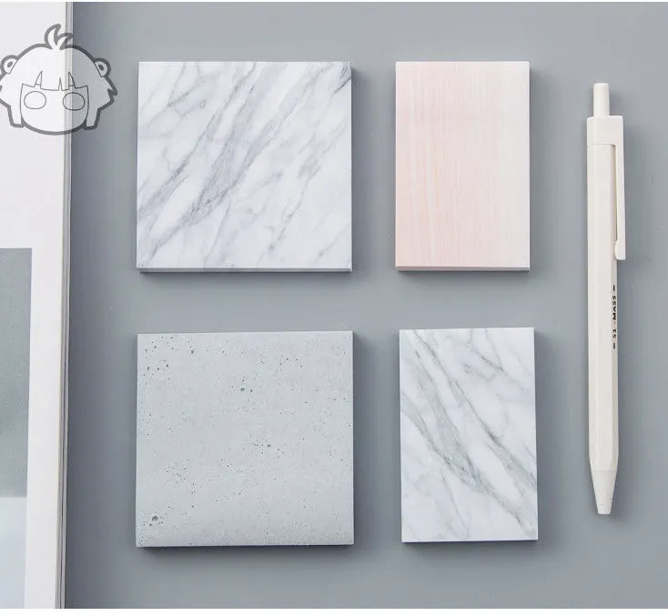 Lingyi cartoon note paper in cement grey, marble, and texture red colours, big and small tearable sticky pads