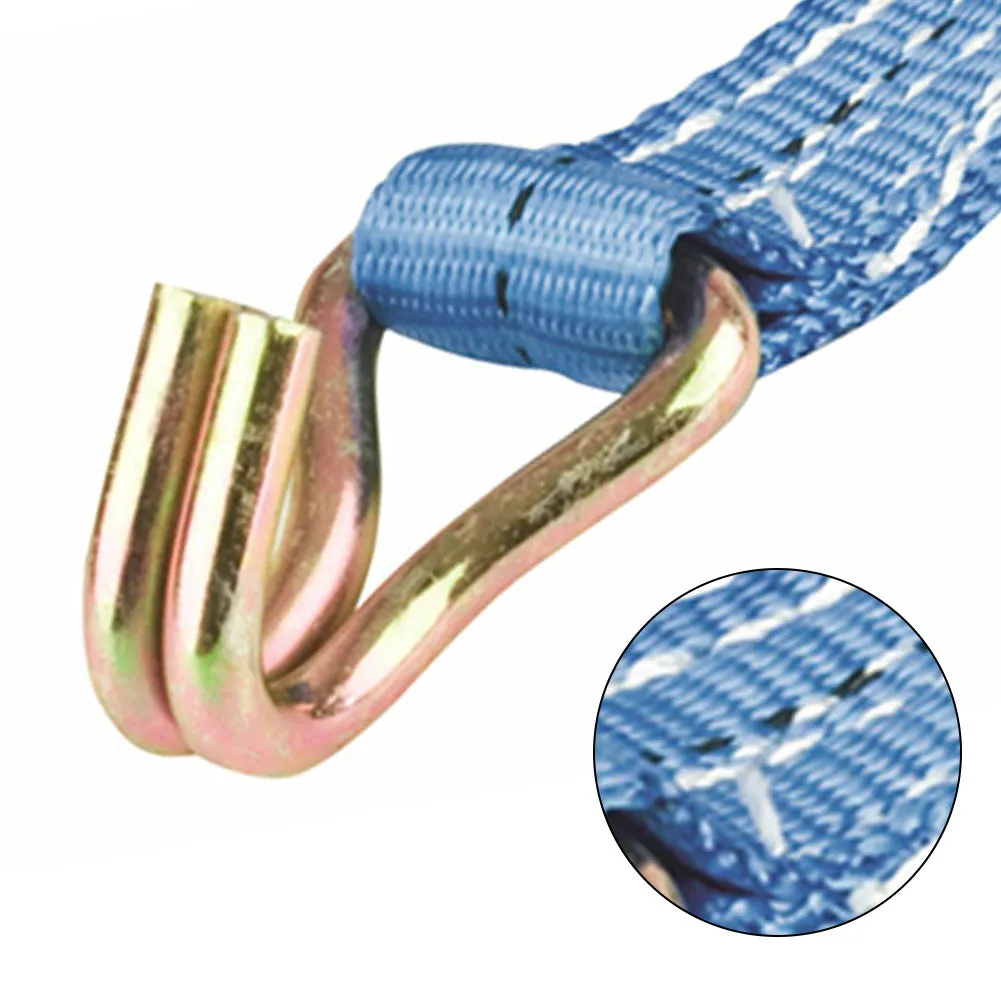 Ratchet tensioner furniture fastening strap with double hook system for cargo binding