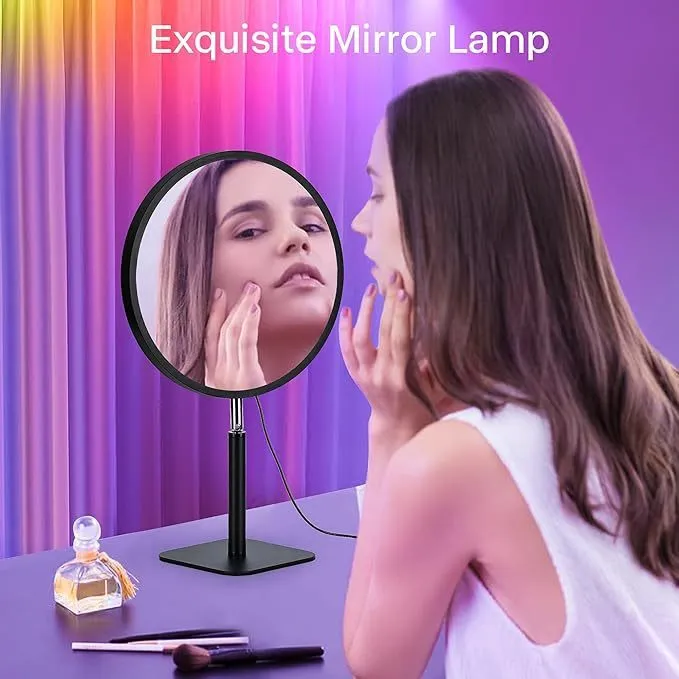 Creative Tunnel Multi-layer LED Mirror Ambience Light with remote control on a wooden table