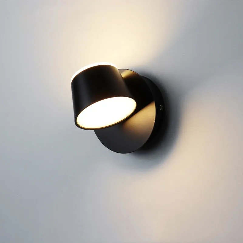 Simple LED wall lamp with stainless steel body and acrylic shade for bedside sofa TV background, black finish, 10W