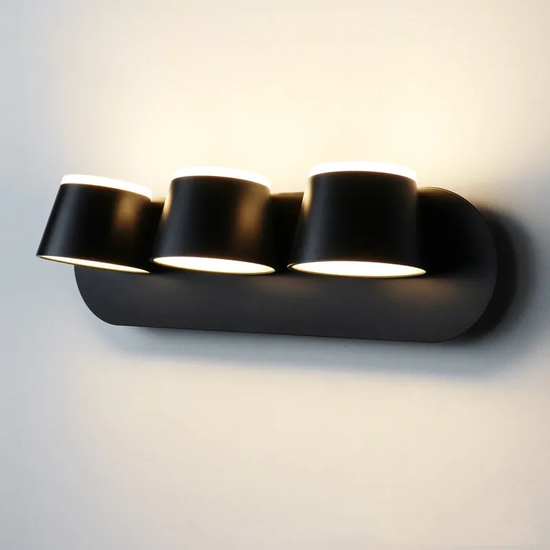 Simple LED wall lamp with stainless steel body and acrylic shade for bedside sofa TV background, black finish, 10W
