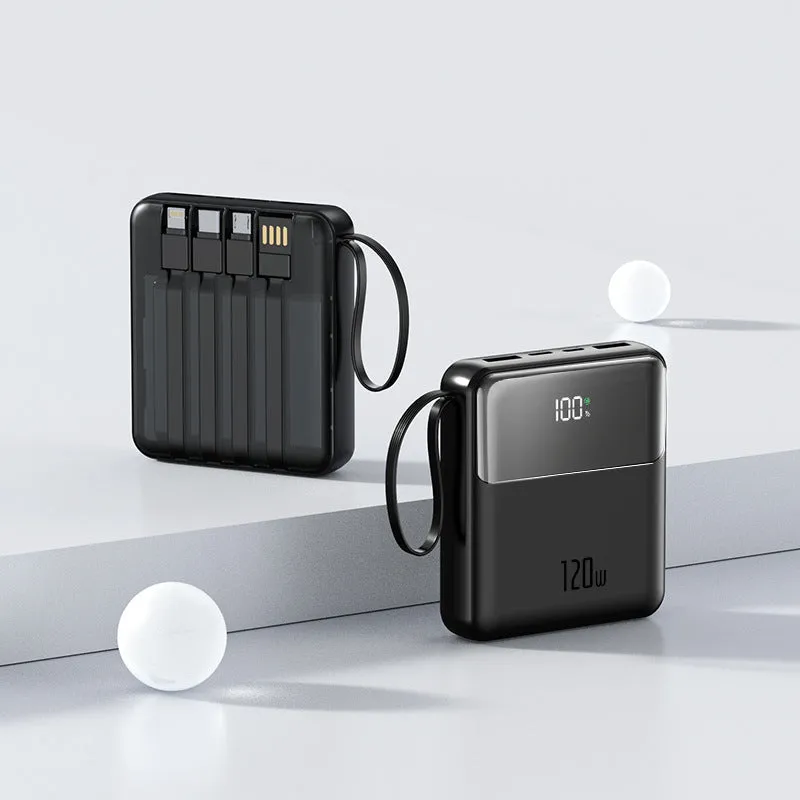 Super fast charge mini digital display power bank with PD22.5W, plastic shell, compact 88x77x26.5mm, black colour