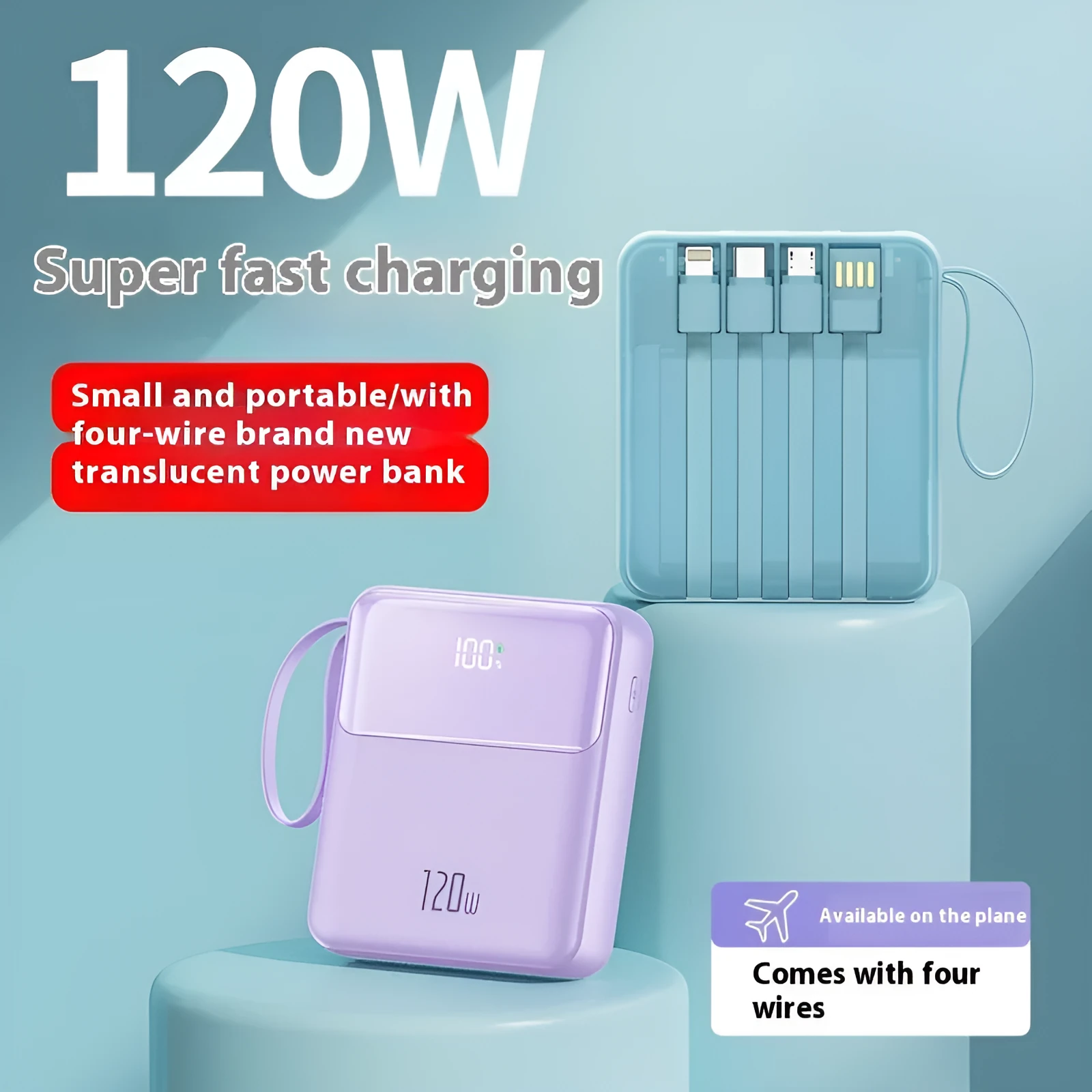 Super fast charge mini digital display power bank with PD22.5W, plastic shell, compact 88x77x26.5mm, black colour