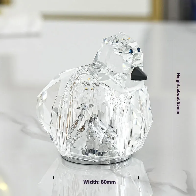 Portable crystal table lamp with 3-level dimming, compact 85x80mm size, available in purple, pink, and transparent colours