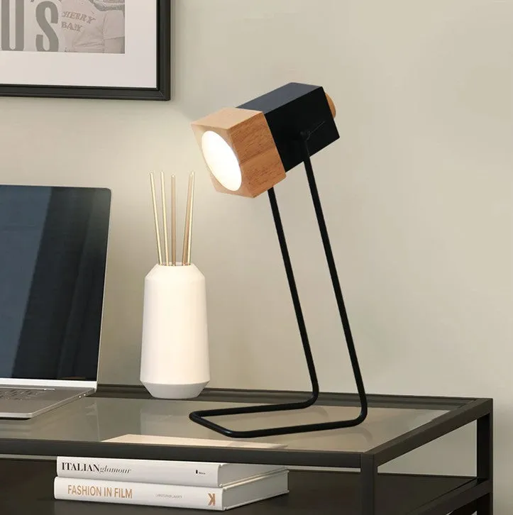 Anti-myopia charging desk lamp with LED light, rubber wood and iron art construction