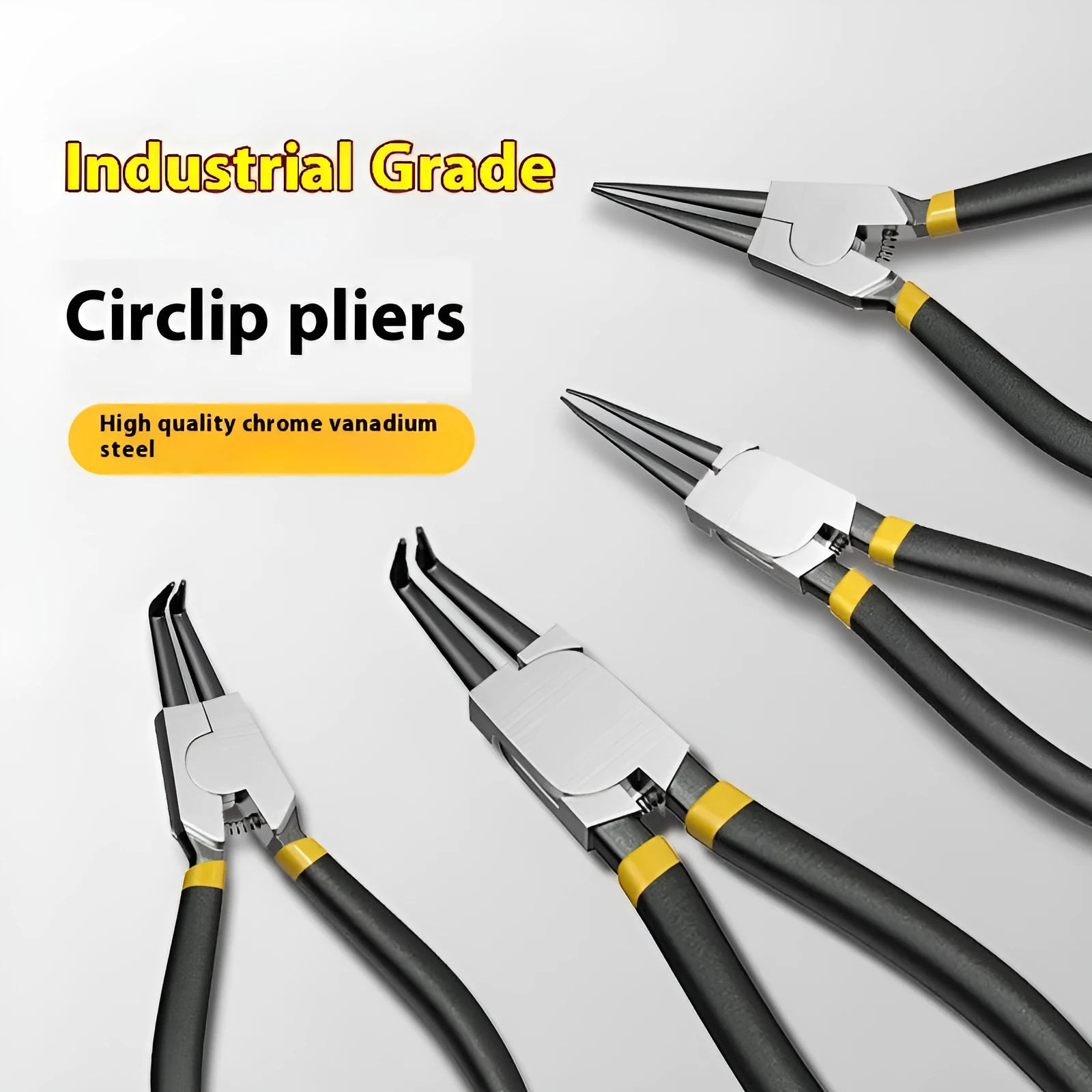 Boxed set of 4 industrial circlip pliers 7-inch high carbon steel for automotive repair