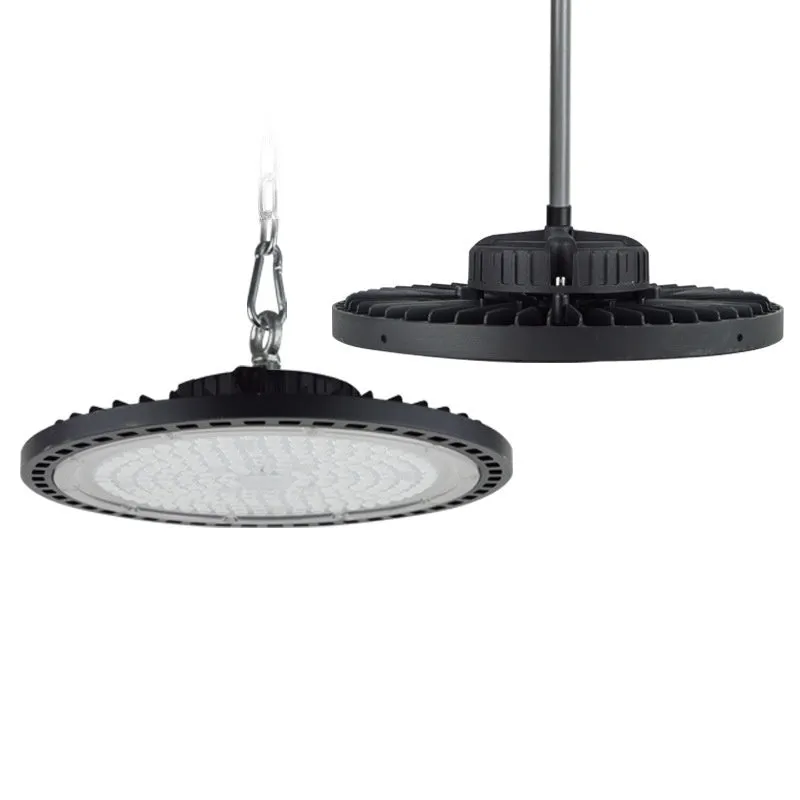 Waterproof UFO-shaped pendant lamp for industrial warehouse and factory lighting, white finish