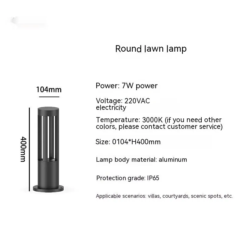 Aluminium outdoor lawn lamp LED landscape light wiring powered for garden pathway