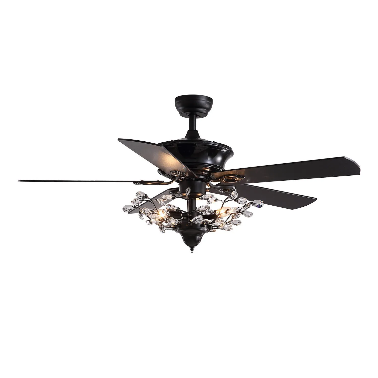 52-inch wooden ceiling fan with remote control and light, wood blades and shade, three bulb holders