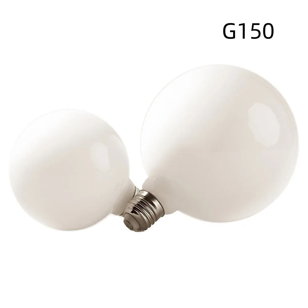 Milky white glass LED bulb with screw base, 80mm diameter, three colour temperature options, for home use