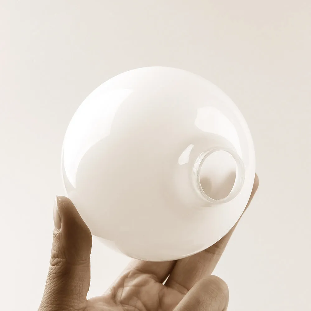 Milky white glass LED bulb with screw base, 80mm diameter, three colour temperature options, for home use