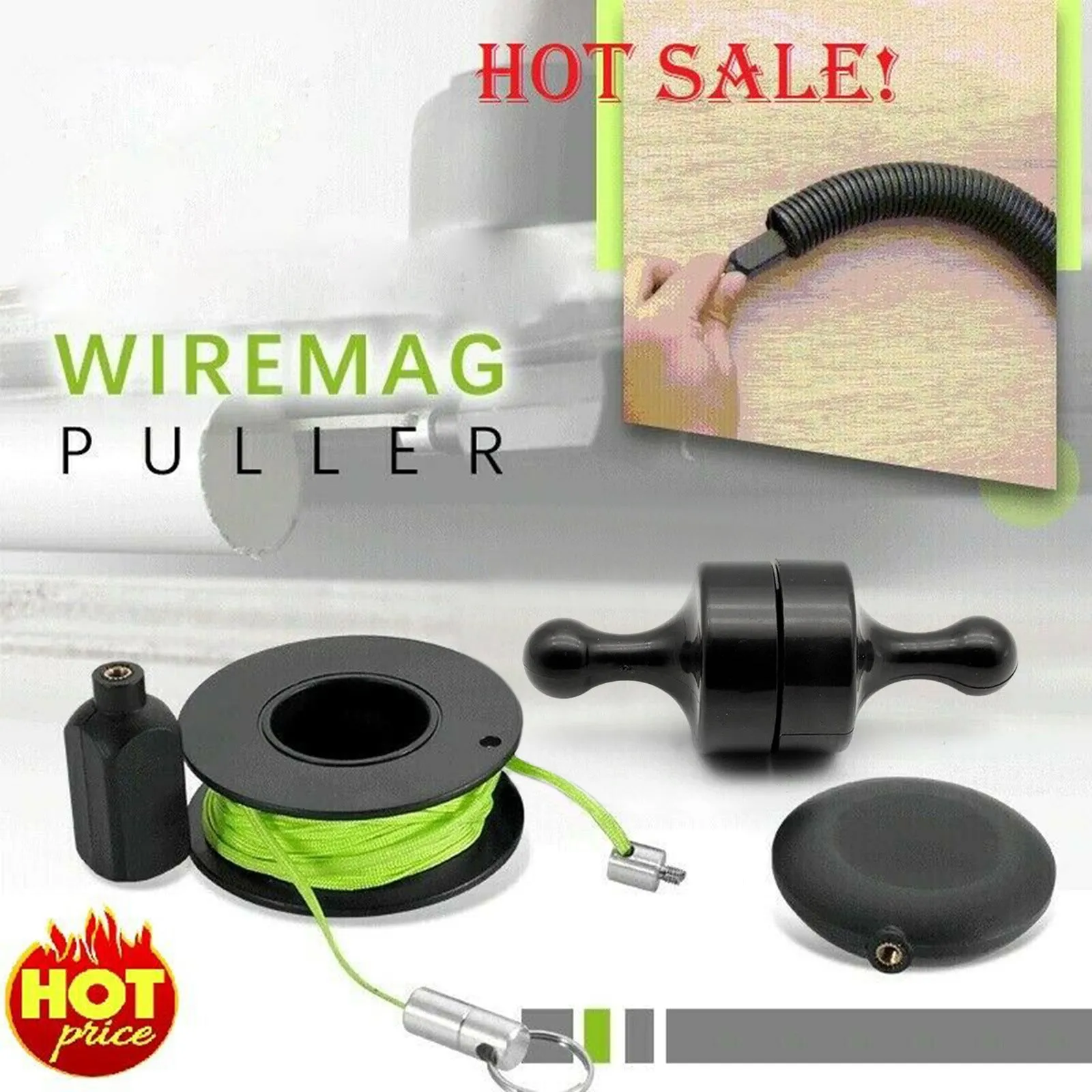 Magnetic nylon cable threader guide for conduit wire pulling, 10x5cm, upgraded version