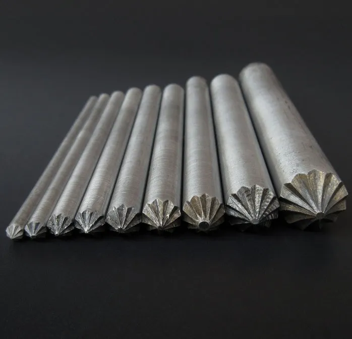 Silver DIY leather punch eye blossom chrysanthemum punch tool with 100mm length, 8mm or 11mm size options