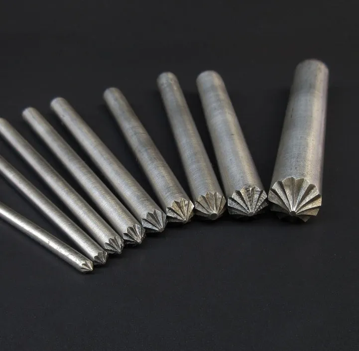 Silver DIY leather punch eye blossom chrysanthemum punch tool with 100mm length, 8mm or 11mm size options
