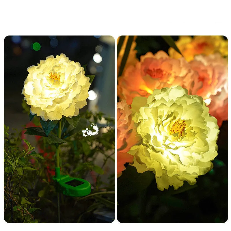 Solar landscape lamp peony simulation IP65 LED 730mm pink light yellow jade white