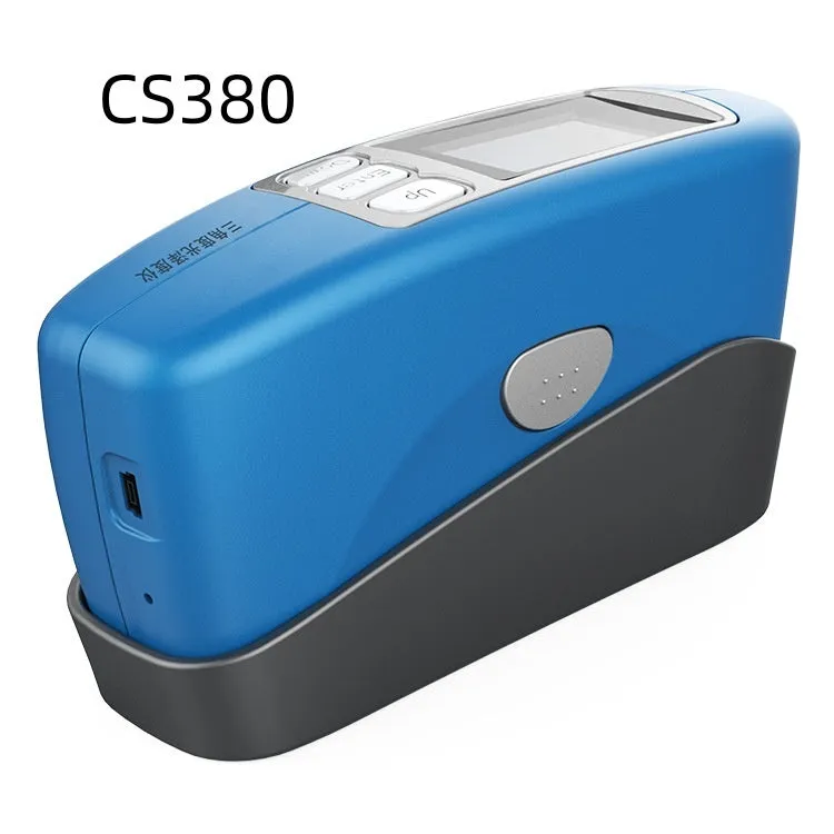 Portable handheld ceramic and stone glossiness tester for measuring surface brightness.