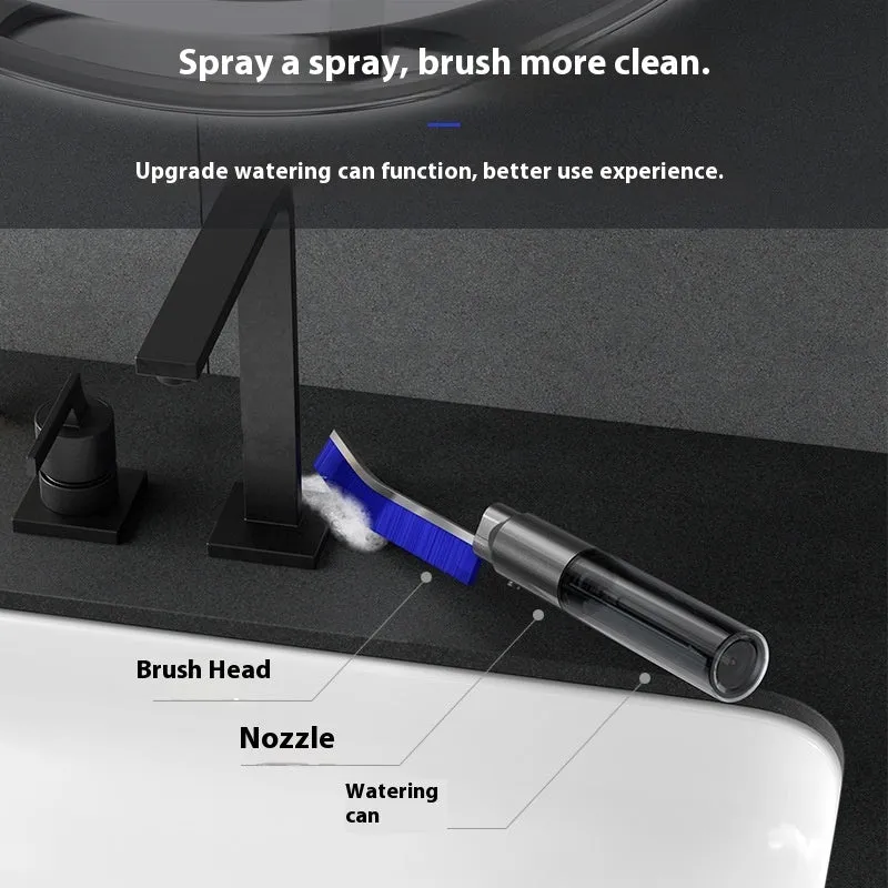 White plastic gap brush with black bristles for cleaning bathroom grooves
