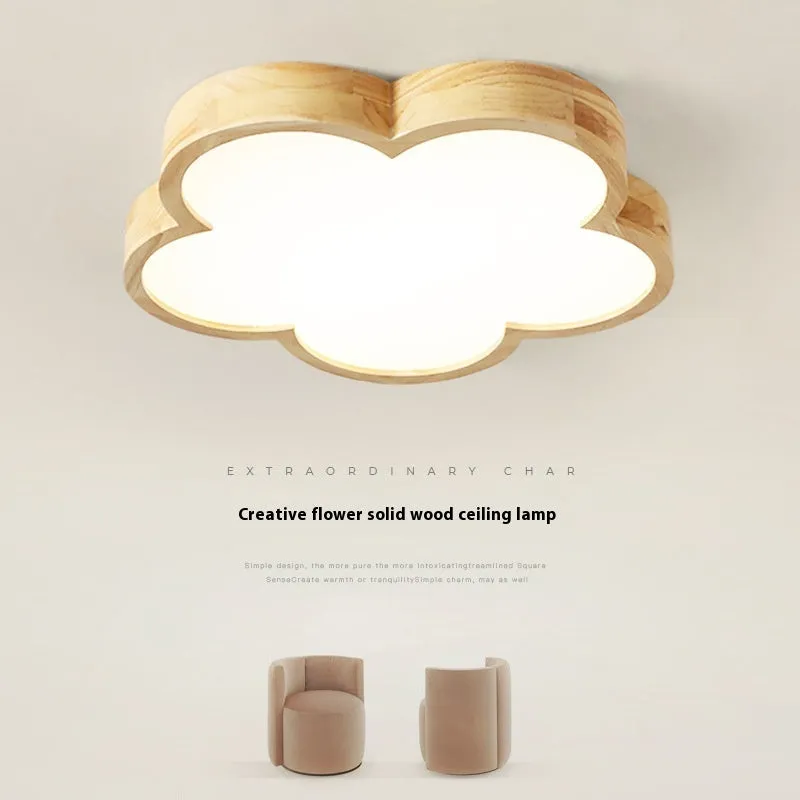 Solid wood ceiling lamp with LED light in modern simplicity style for master bedroom