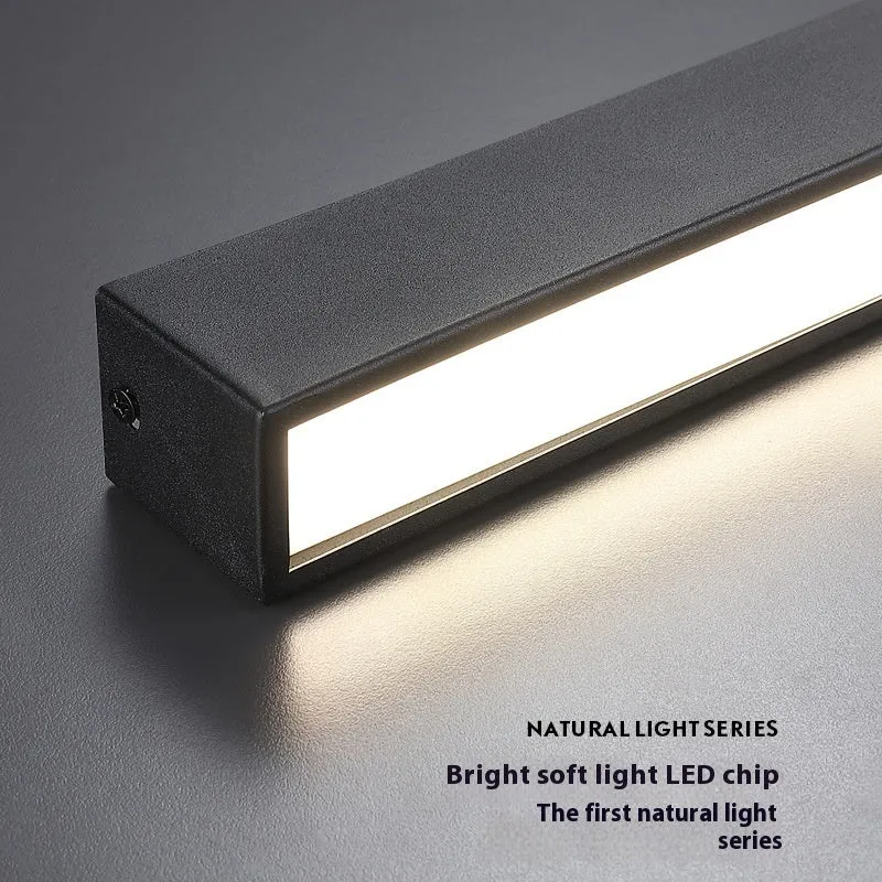 Rectangular aluminium ceiling lamp 53.6cm 20W in Obsidian Black for living room lighting