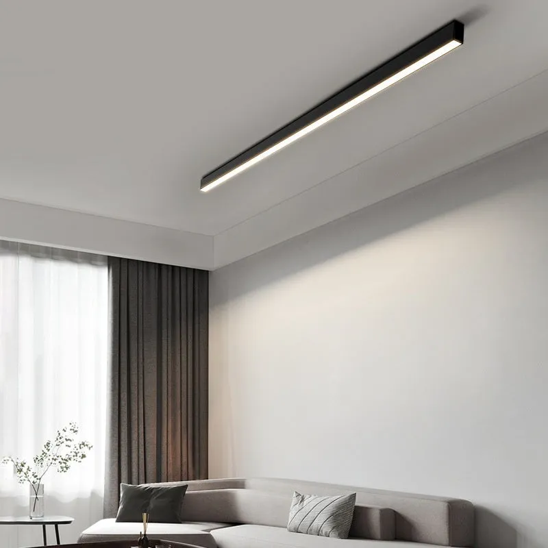 Rectangular aluminium ceiling lamp 53.6cm 20W in Obsidian Black for living room lighting