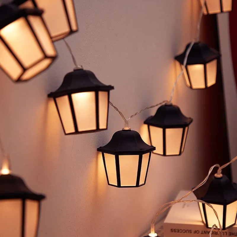 Solar retro lamp LED lighting chain with 10 warm white lantern bulbs on a 3.5-metre chain for garden villa decoration