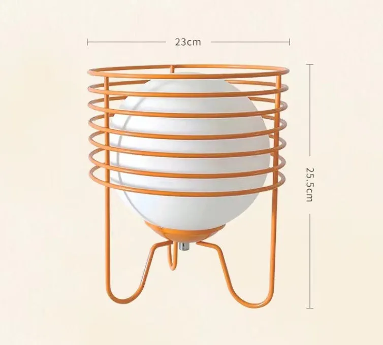 Modern retro table lamp in dopamine style, 23cm by 25.5cm, available in orange, pink, red, or yellow