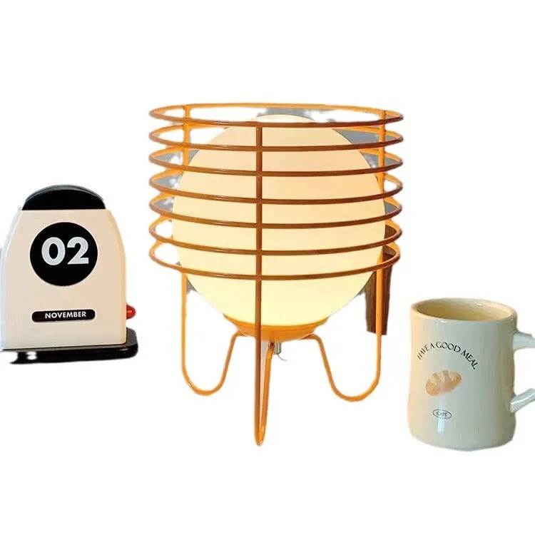 Modern retro table lamp in dopamine style, 23cm by 25.5cm, available in orange, pink, red, or yellow