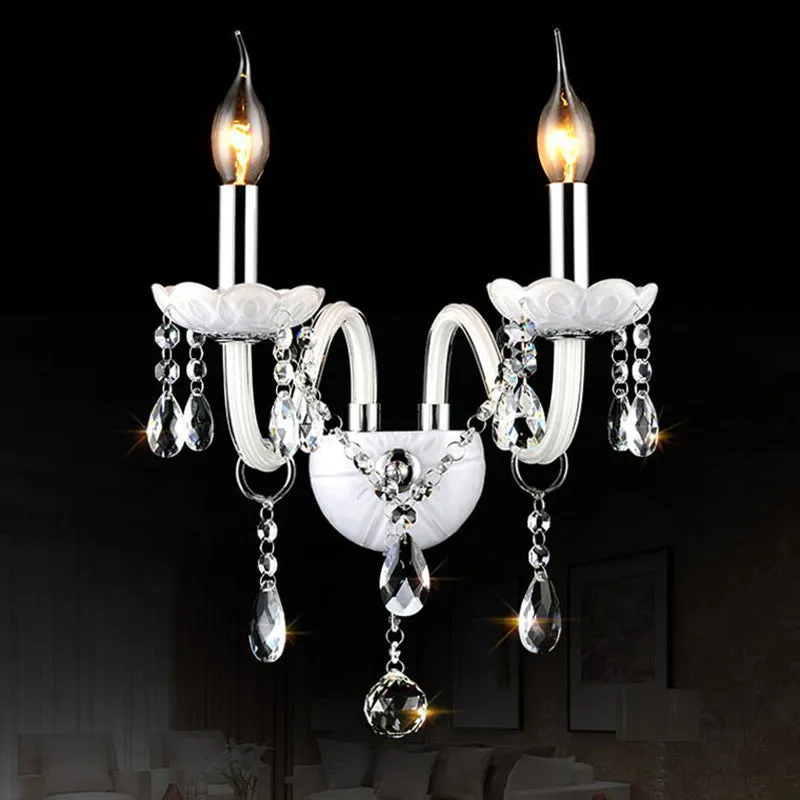 European double head crystal wall lamp with 340mm diameter and 430mm height in French style for living room