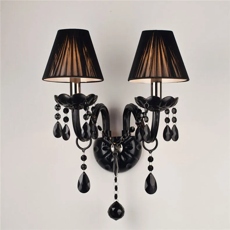 European double head crystal wall lamp with 340mm diameter and 430mm height in French style for living room