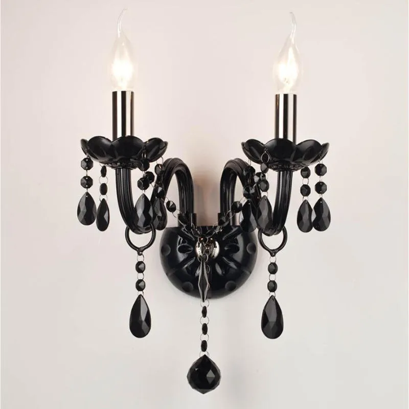 European double head crystal wall lamp with 340mm diameter and 430mm height in French style for living room