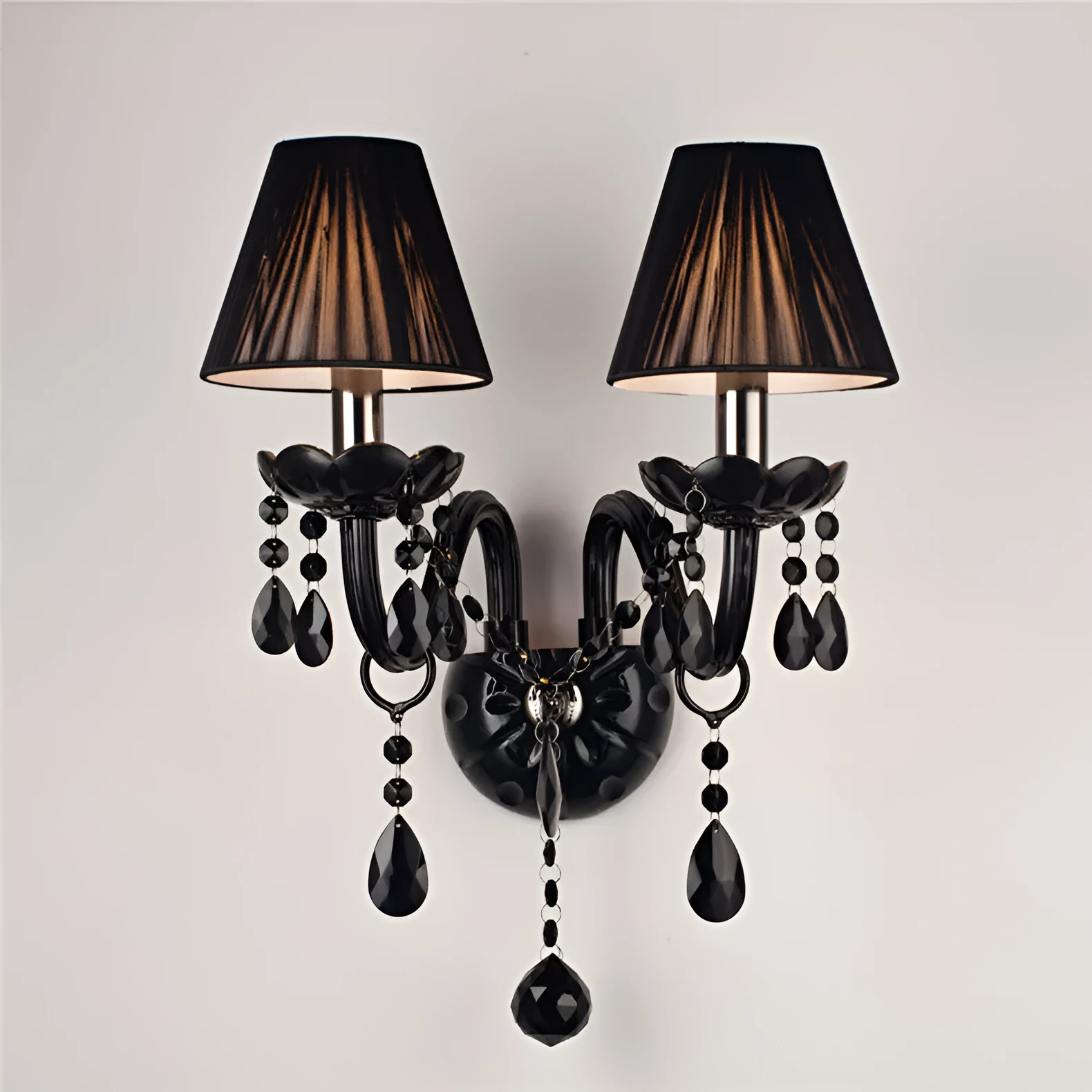 European double head crystal wall lamp with 340mm diameter and 430mm height in French style for living room