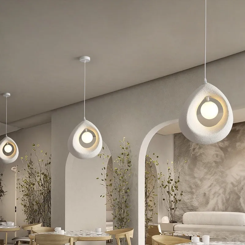 Retro restaurant style pendant chandelier with milky white 32x35cm lampshade