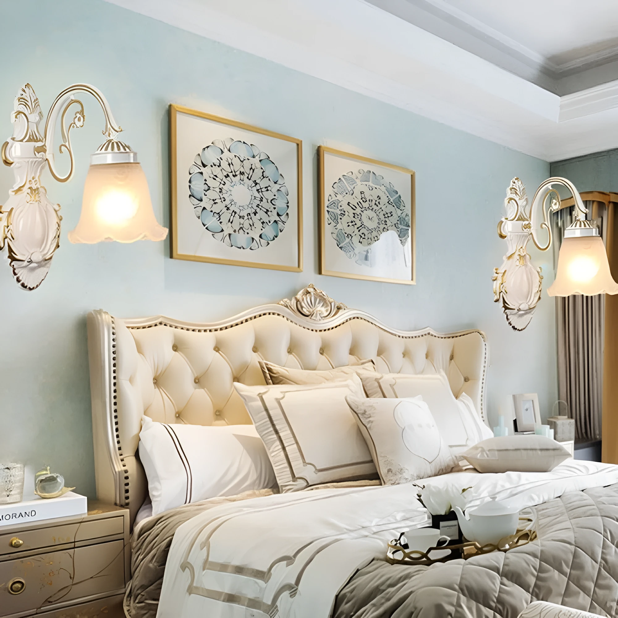 European American style wall lamp with zinc alloy body and glass lampshade, available in bronze finish