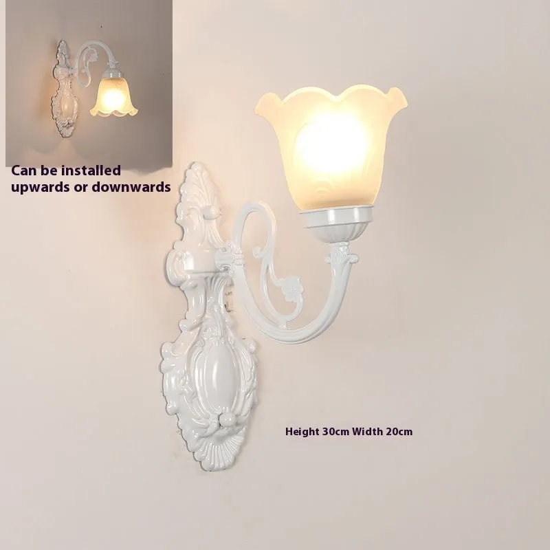 European American style wall lamp with zinc alloy body and glass lampshade, available in bronze finish