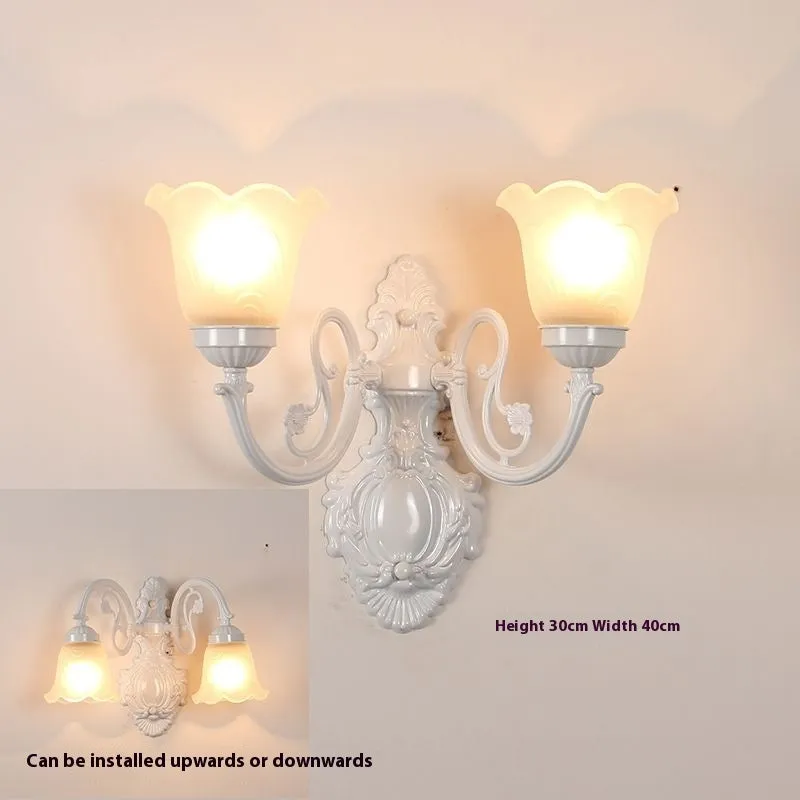 European American style wall lamp with zinc alloy body and glass lampshade, available in bronze finish