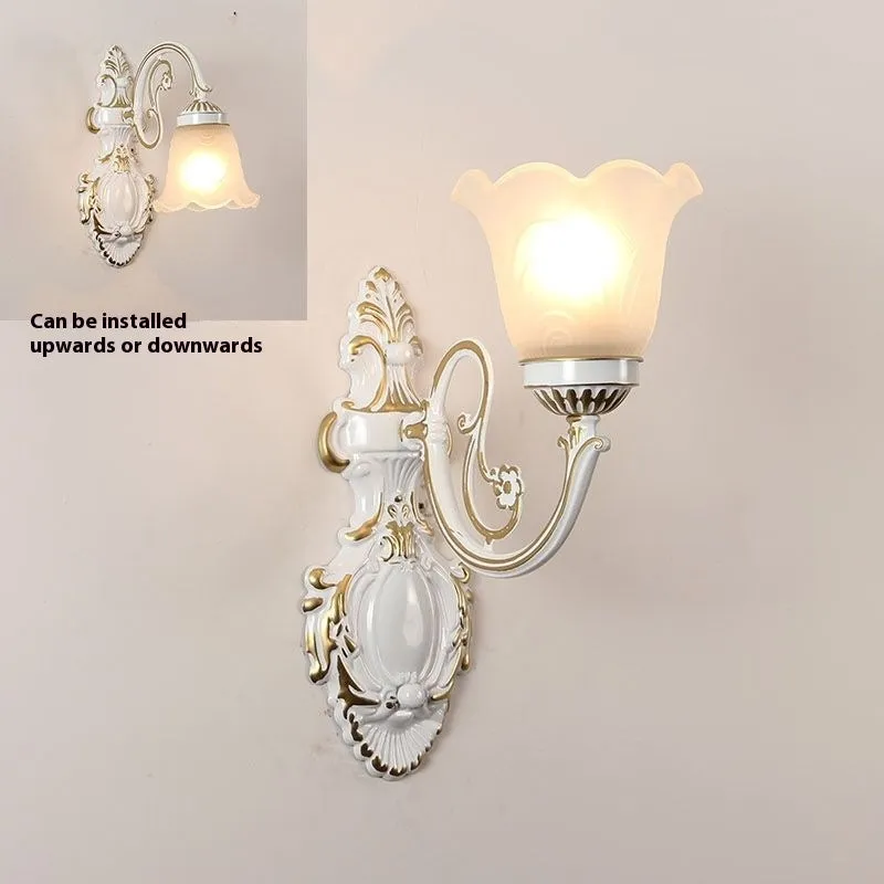European American style wall lamp with zinc alloy body and glass lampshade, available in bronze finish