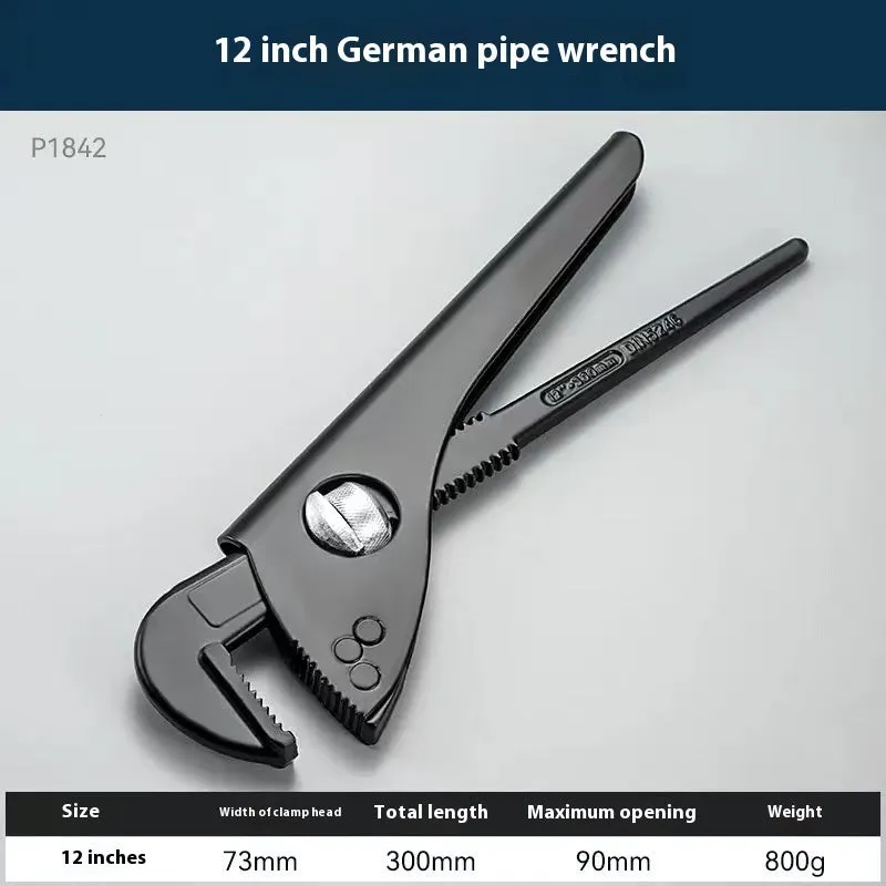European-style heavy-duty plastic steel pipe wrench nipper with high carbon steel blade, 9 inch model