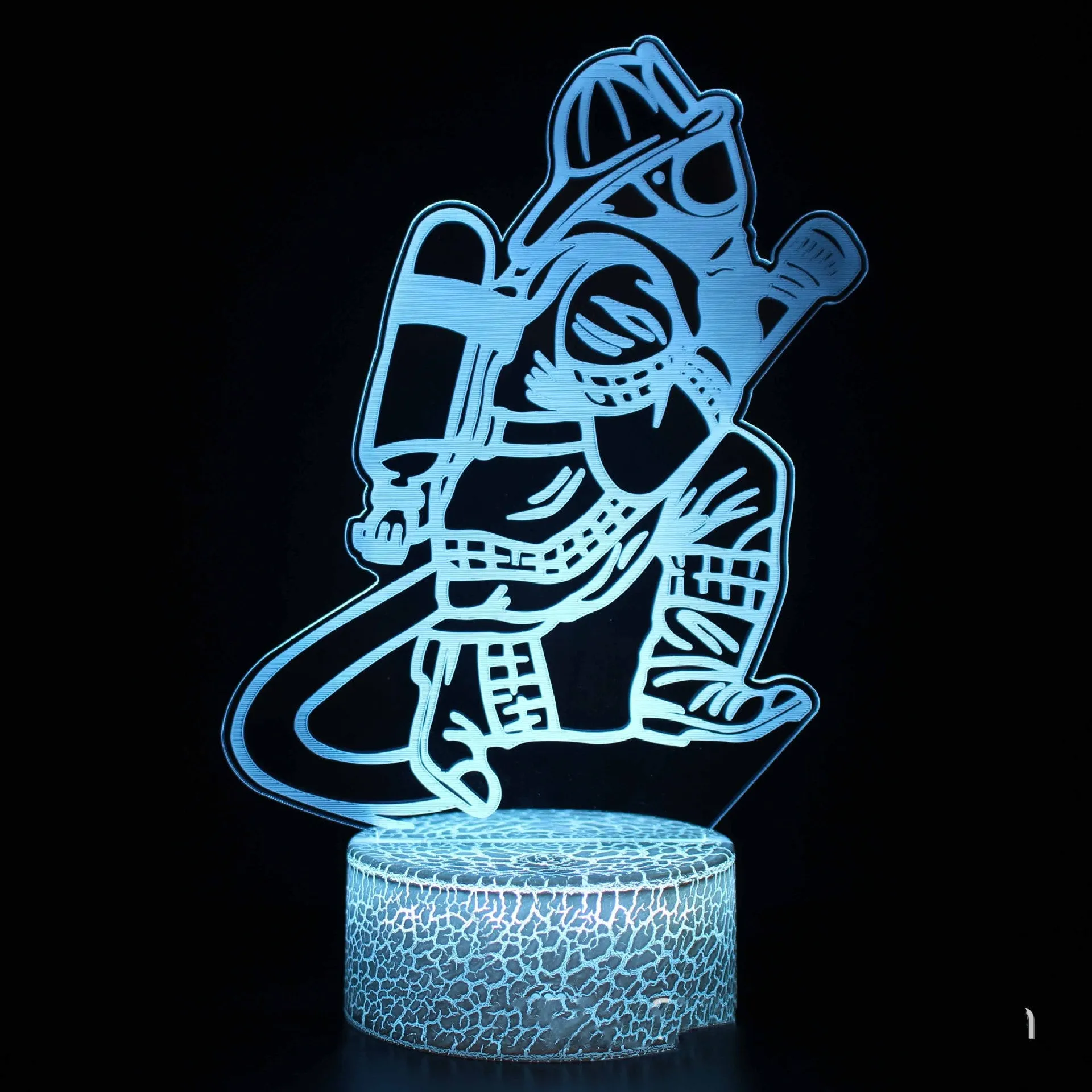 Sports Competitive Series 3D night light with cracked base, colourful LED illumination, and remote control