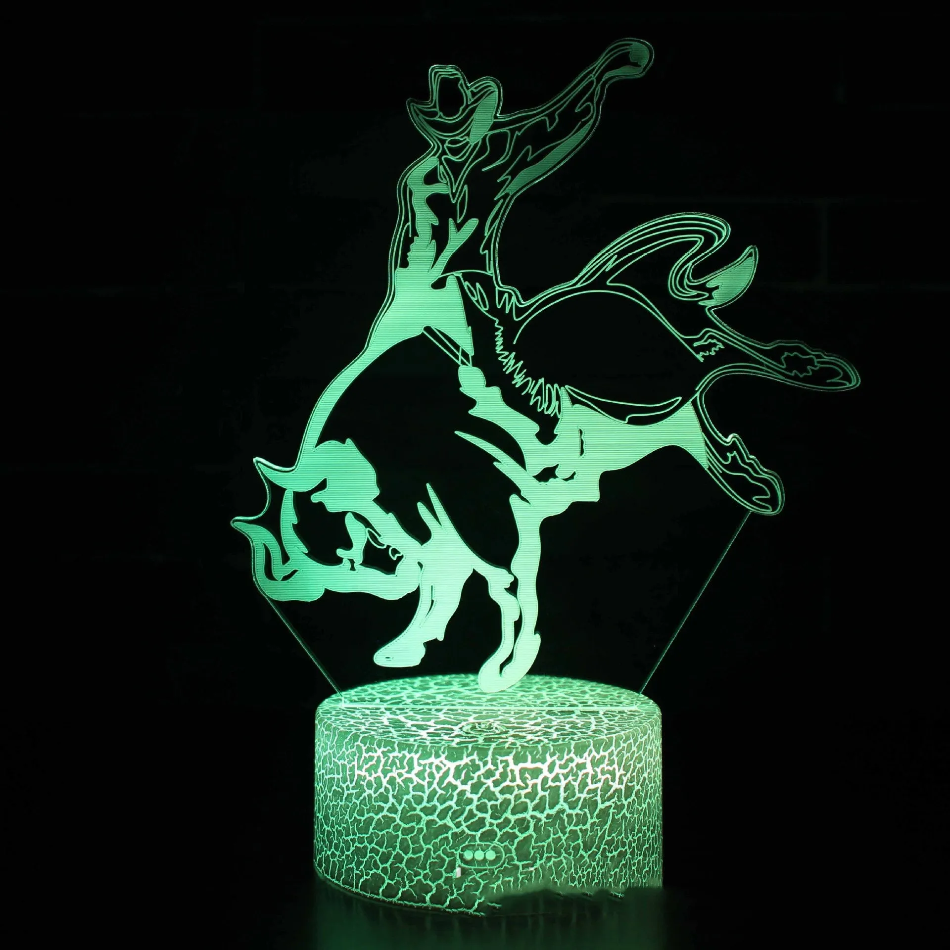 Sports Competitive Series 3D night light with cracked base, colourful LED illumination, and remote control