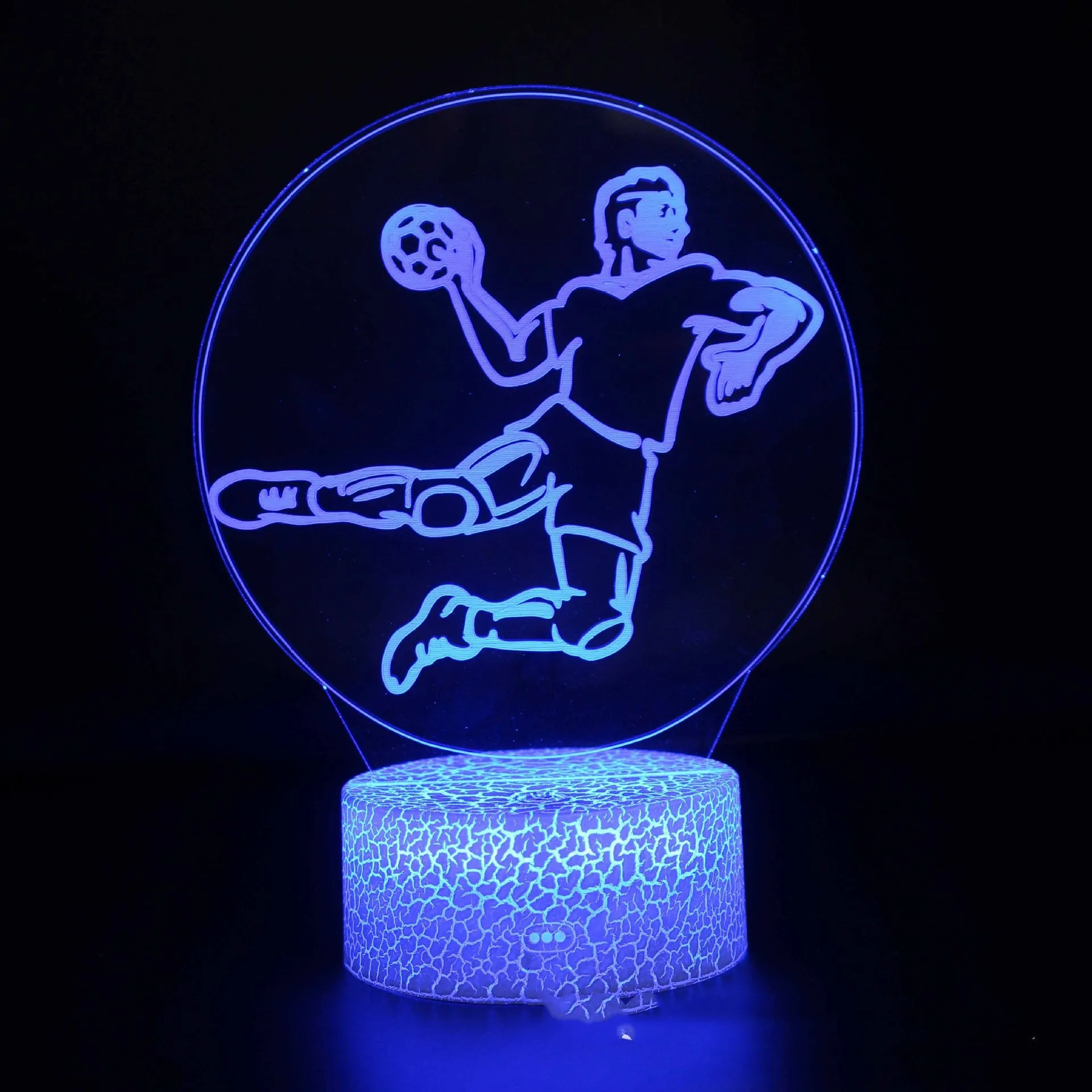 Sports Competitive Series 3D night light with cracked base, colourful LED illumination, and remote control