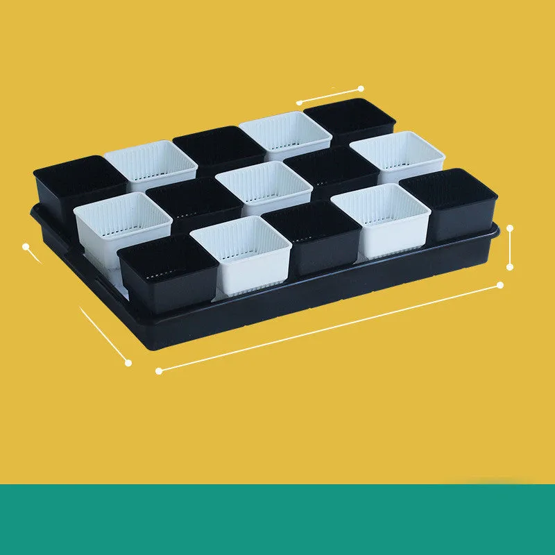 Black and white root control plastic flower pot for succulents with multiple basin colour options