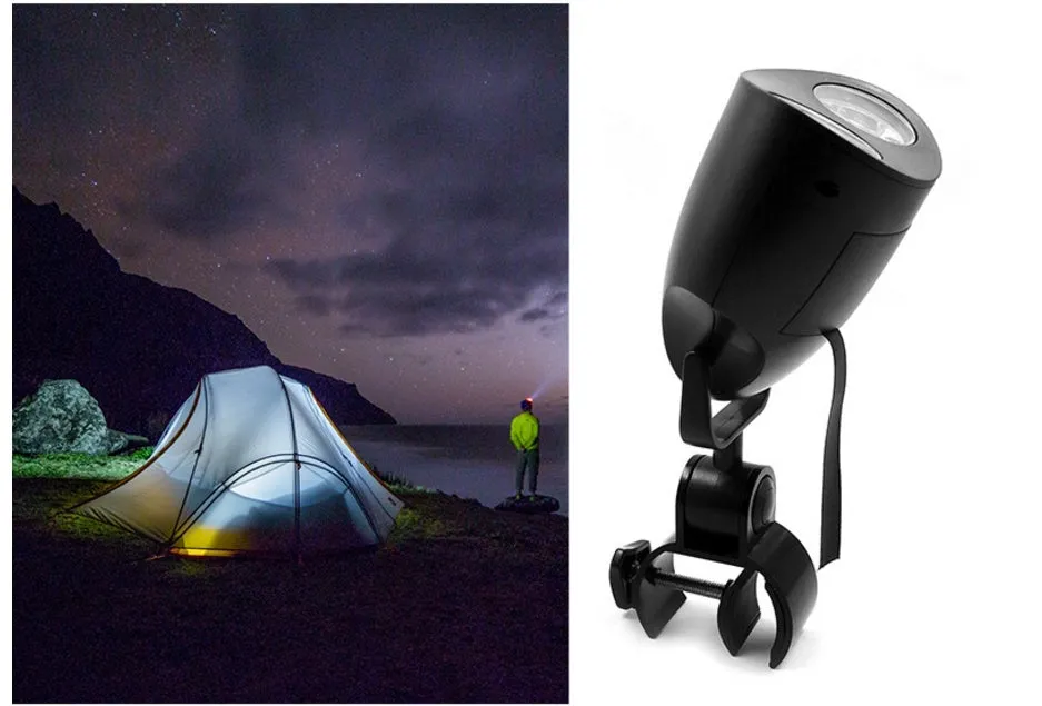 10-LED grill light with 360-degree rotation, white light, ABS PPS and aluminium alloy construction, battery powered for outdoor barbecues and camping