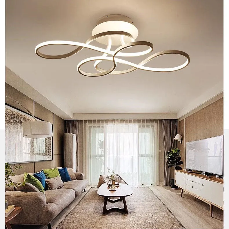 Black ceiling lamp simple line tri-color dimming full spectrum 95 CRI 50x30x20cm 80W living room