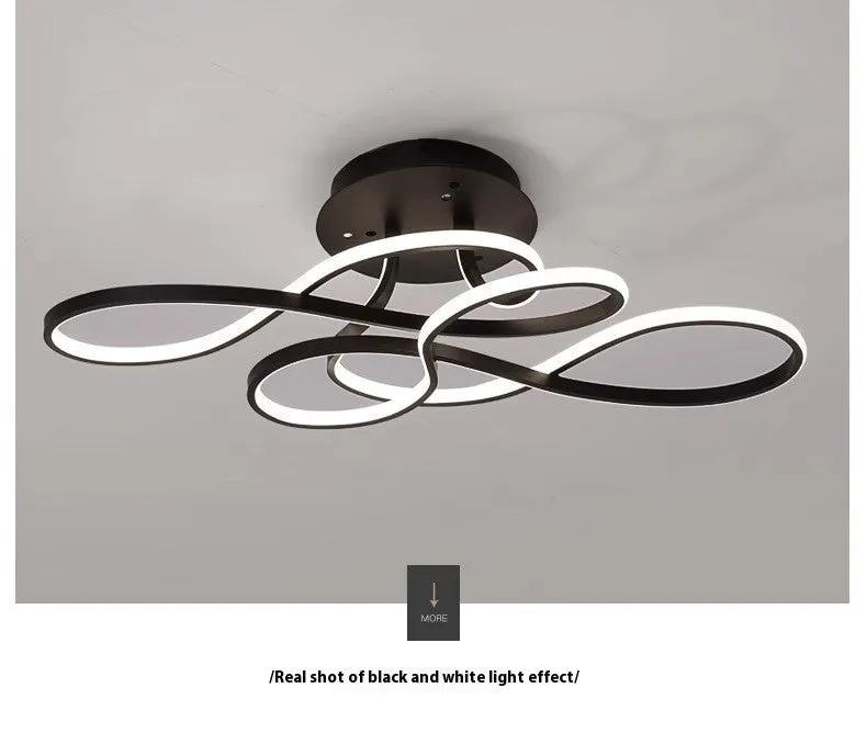 Black ceiling lamp simple line tri-color dimming full spectrum 95 CRI 50x30x20cm 80W living room