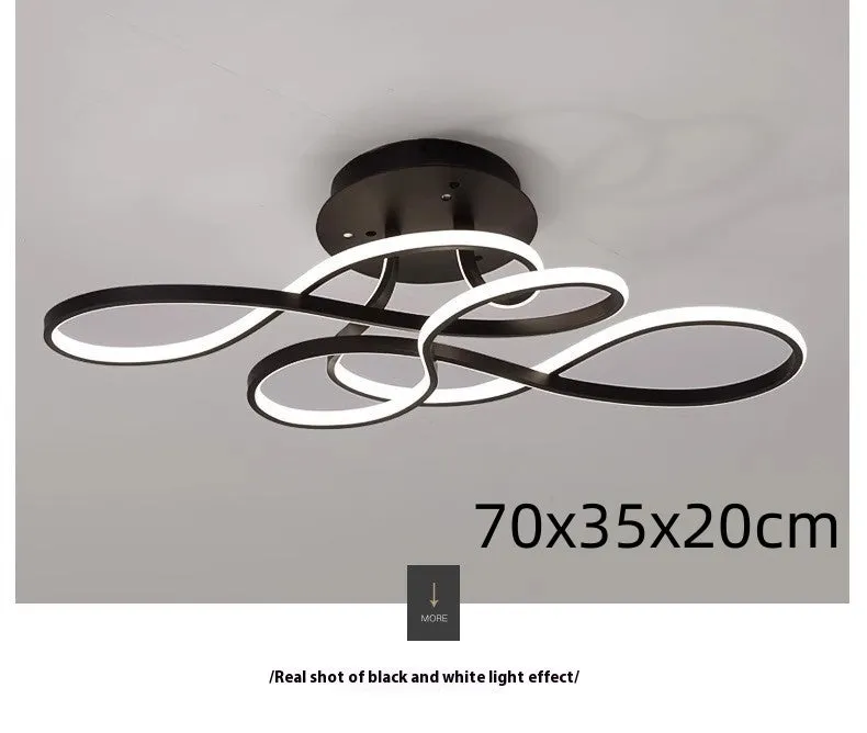 Black ceiling lamp simple line tri-color dimming full spectrum 95 CRI 50x30x20cm 80W living room