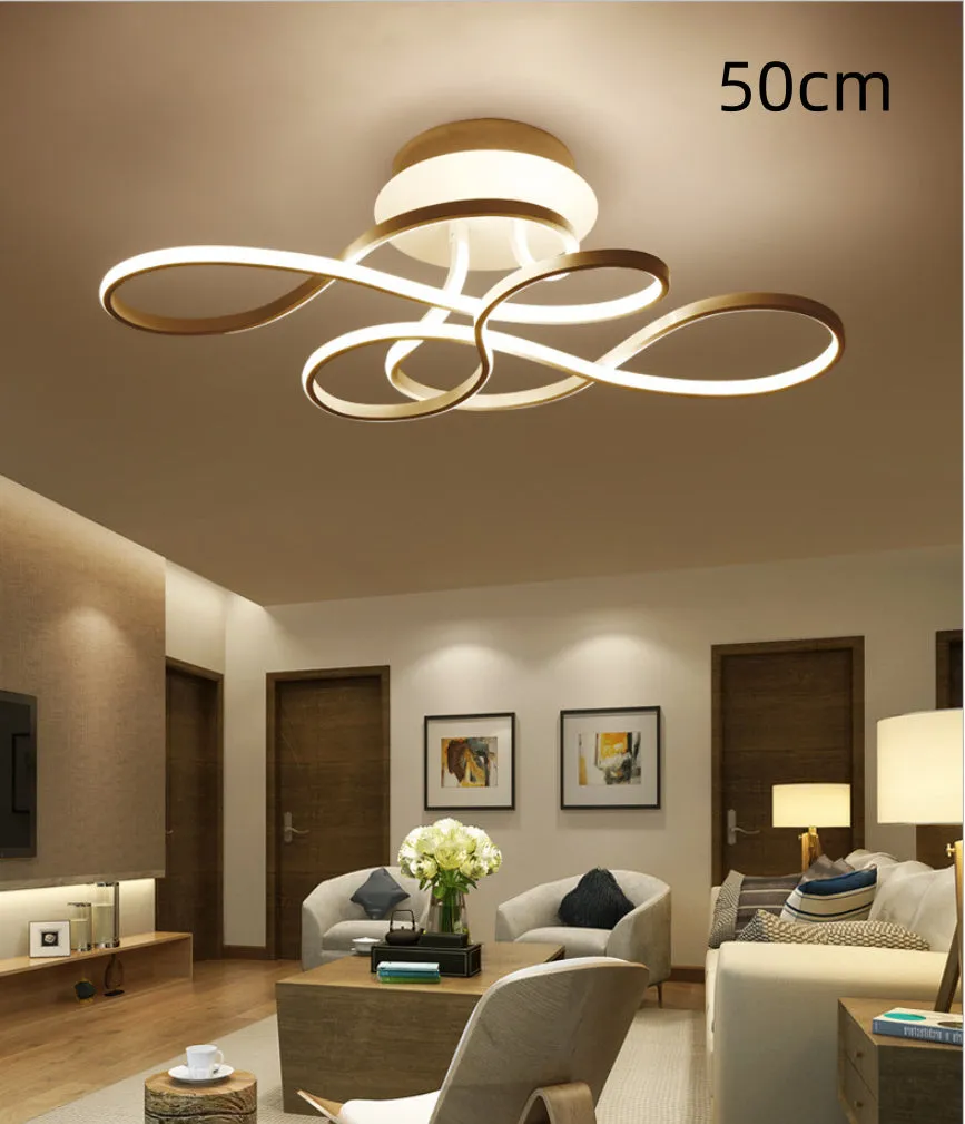 Black ceiling lamp simple line tri-color dimming full spectrum 95 CRI 50x30x20cm 80W living room