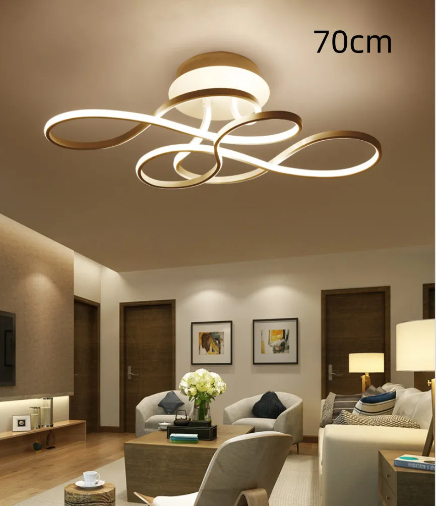Black ceiling lamp simple line tri-color dimming full spectrum 95 CRI 50x30x20cm 80W living room