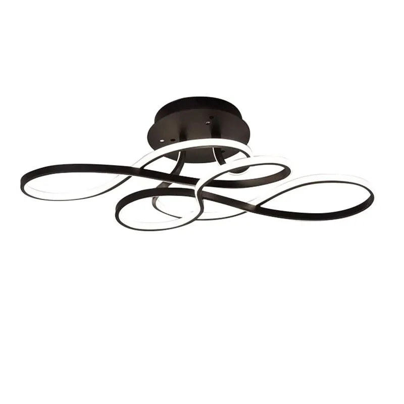 Black ceiling lamp simple line tri-color dimming full spectrum 95 CRI 50x30x20cm 80W living room