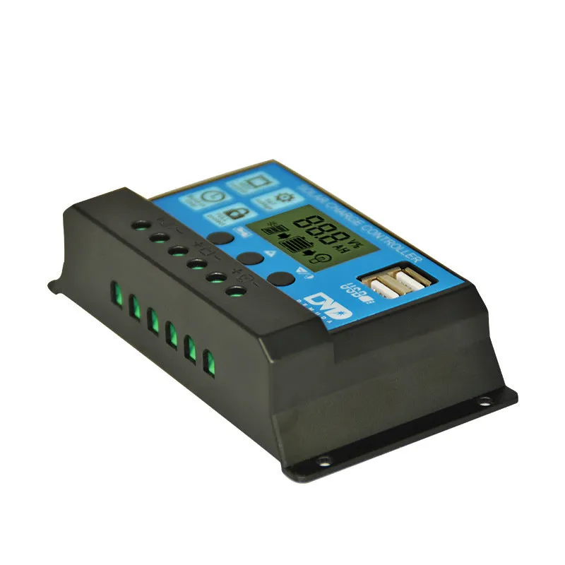 Solar LCD charge and discharge controller with large-screen display for 12V/24V lead-acid batteries